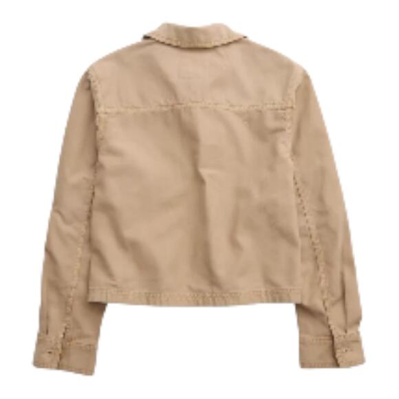 Aerie Womens size XL Canvas Button Up Lifestyle Academia Cropped Chore Jacket - Picture 2 of 9